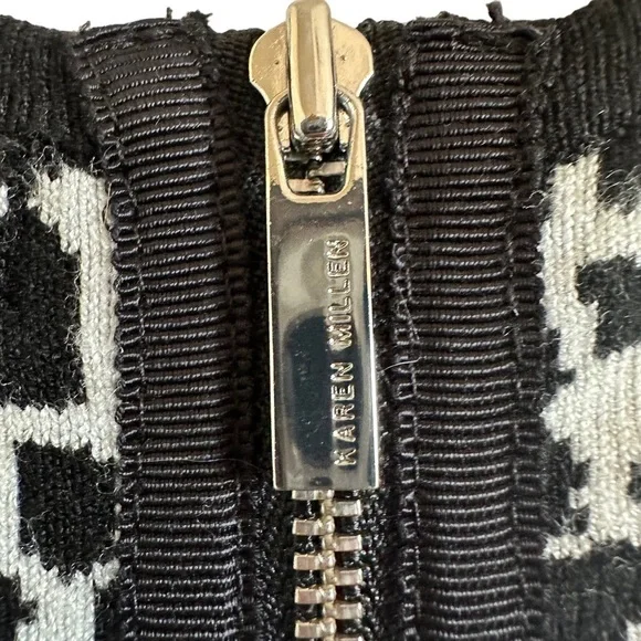 Karen Millen Fit & Flare Knit Sweater Dress Black & White Sz 4 - Picture 10 of 14